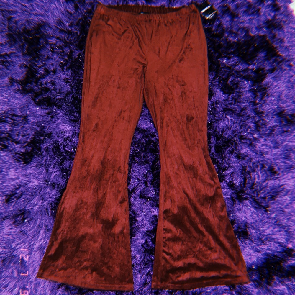 Plus Size Burgundy Flare Pants